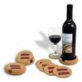 6 Piece Set of Natural Cork Coasters w/ Wine Bottle Holder